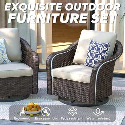 5 Piece Patio Furniture Set, Wicker Outdoor Conversation Set