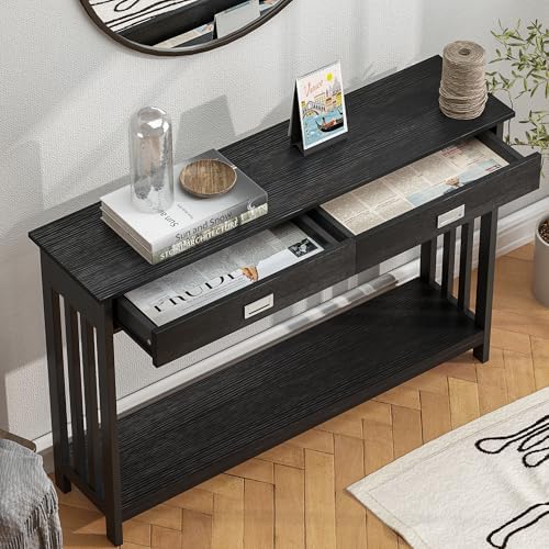 ChooChoo 47" Black Entryway Table with Drawer and Storage Shelf