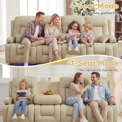 IPKIG Power Loveseat Recliner Sofa with Flip Back Console, 98.7" - 4 Seat