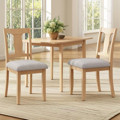Merax Wood Farmhouse Upholstered Dining Chair Set of 2 , Natural