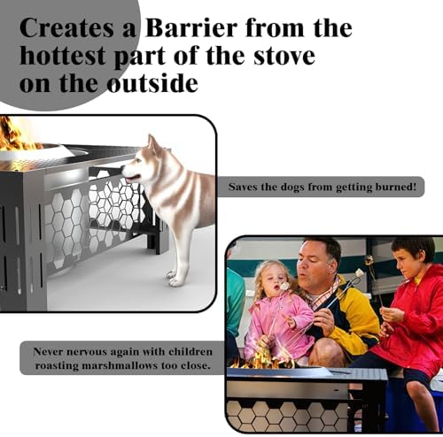 Fire Pit Surround Tabletop Use for Solo Stove Bonfire Ranger Yukon 2.0, Adjustable Surround Tabletop for Solo Stove Mesa with UV-Resistant Outdoor Fabric, Metal Black for Indoor Outdoor Use