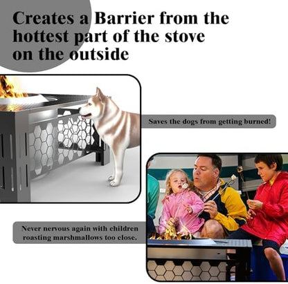 Fire Pit Surround Tabletop Use for Solo Stove Bonfire Ranger Yukon 2.0, Adjustable Surround Tabletop for Solo Stove Mesa with UV-Resistant Outdoor Fabric, Metal Black for Indoor Outdoor Use