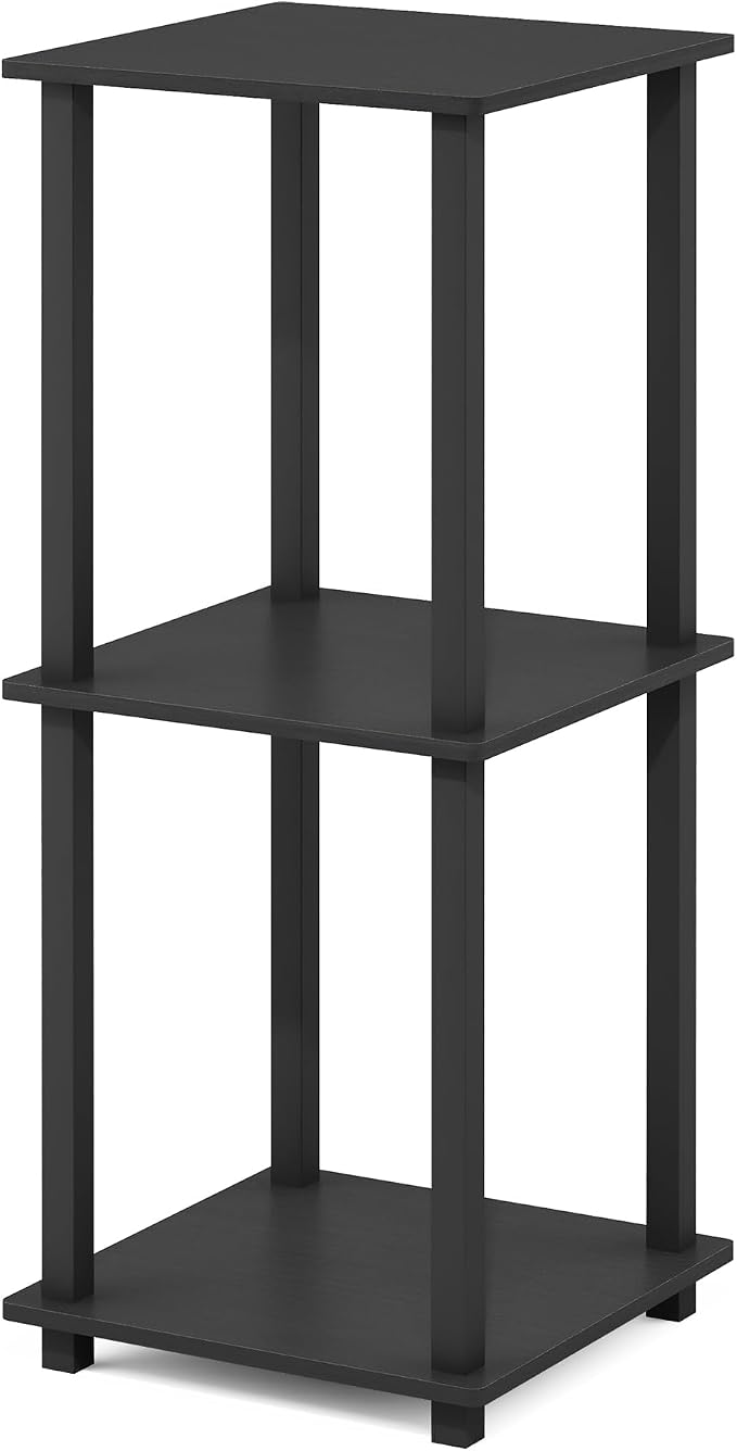 Furinno SIMPLISTIC Side Table Set of 2, 2-Tier Square Modern End Table, Nightstand, Night Stand, Bedside Table, Toolless Assembly, for Living Room, Bedroom, Americano