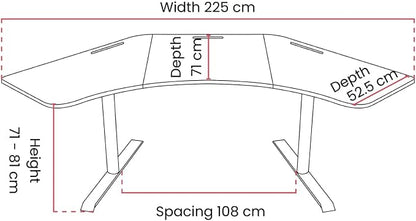 Arozzi Arena Angelo L Shaped GamingDesk, PC Gaming Desk L Shape, Height Adjustable L Shaped StandingDesk for Home Office, ComputerDesk with Full Coverage Mouse Pad (Crawling Chaos)