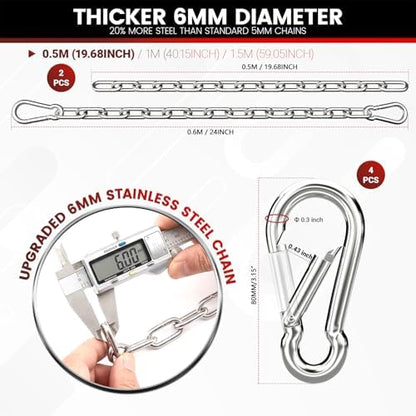 sprookber 25" Hanging Swing Chain,1000 lb Capacity,6 mm 304 Stainless Steel