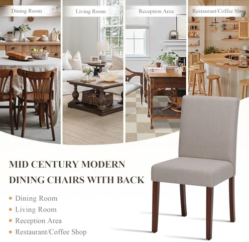 MALOL Upholstered Dining Chairs Set of 4, High Back Kitchen Room Chairs, Mid Century Modern Dining Room Chairs for Kitchen, Living Room, Brown