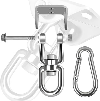 Hammock Hanging Kit, 2 Pack Hanging Chair Hardware 360°Rotating Hammock Hooks Heavy Duty, Hammock Chair Hanging Kit & Swing Ceiling Hook Snap for Hammock Chair,Heavy Bag,Seat,Yoga,Gym,1000 lb Capacity