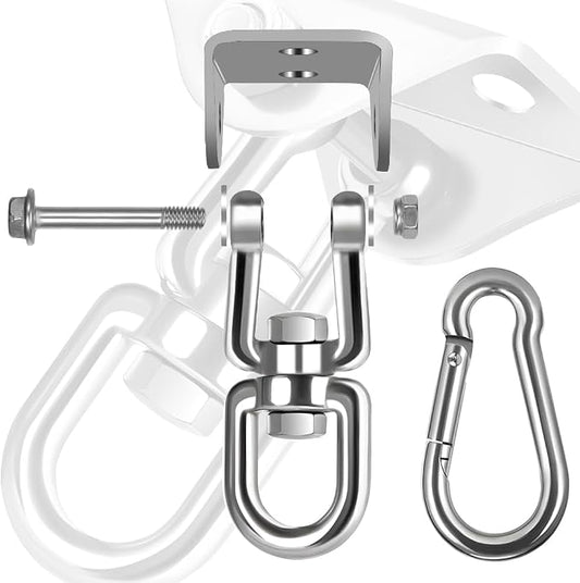 Hammock Hanging Kit, 2 Pack Hanging Chair Hardware 360°Rotating Hammock Hooks Heavy Duty, Hammock Chair Hanging Kit & Swing Ceiling Hook Snap for Hammock Chair,Heavy Bag,Seat,Yoga,Gym,1000 lb Capacity