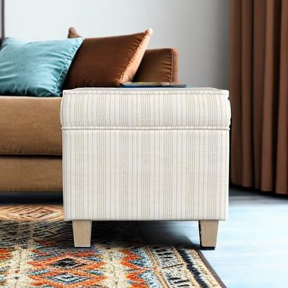 HomePop 18" Classic Square Storage Ottoman - Marigold Pinstripe Cream