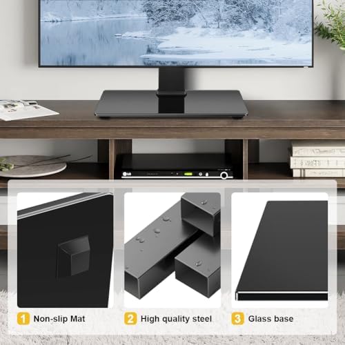 WKWKER Universal TV Stand for 13-32inch LED LCD Table Top Television Stand with 45 Degree Height Adjustable Swivel TV Stand Mount with Tempered Glass Base Max VESA 100x100mm