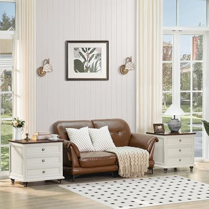 Joaxswe 24" Wide Farmhouse Night Stand,Large End Table with 3 Drawers & Metal Handle,Wood Dresser for Bedroom, White Bed Side Table Chest of Drawers Cabinet,Nightstand for Living Room,Closet