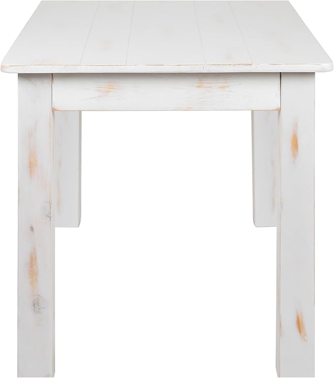 Flash Furniture HERCULES Series 46" x 30" Rectangular Antique Rustic White Solid Pine Farm Dining Table