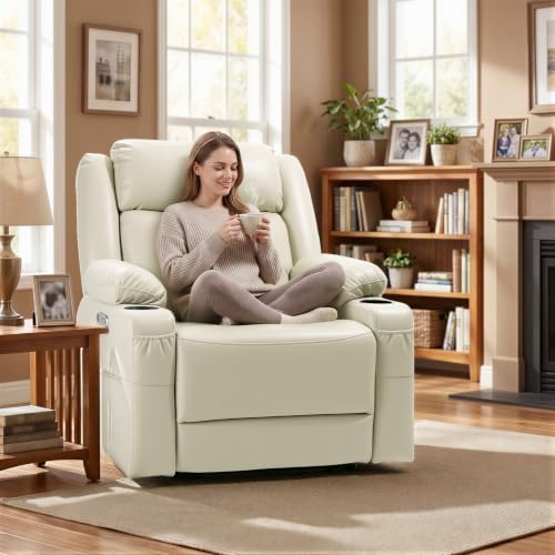 Eonix Zero Clearance Wall Hugger Power Recliner for Small Spaces, White