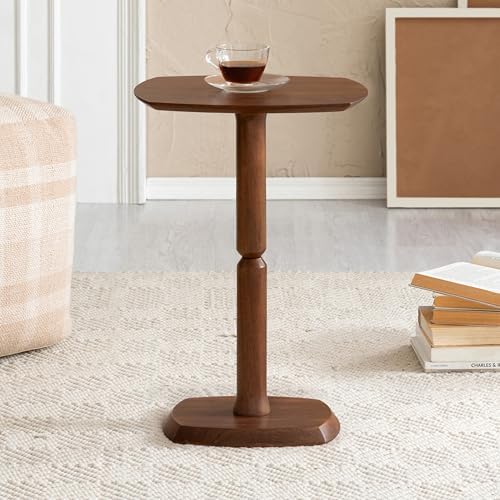 MH London Cooper 22" Solid Wood Pedestal Side Table, Walnut