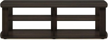 Furinno Nelly TV Stand, 3-Tier Entertainment Center with Open Shelves Storage, TV Console for TV up to 55 Inch, Soft Edges, for Living Room, Bedroom, Dark Brown