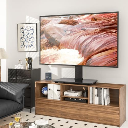 WKWKER Universal TV Stand for 13-32inch LED LCD Table Top Television Stand with 45 Degree Height Adjustable Swivel TV Stand Mount with Tempered Glass Base Max VESA 100x100mm