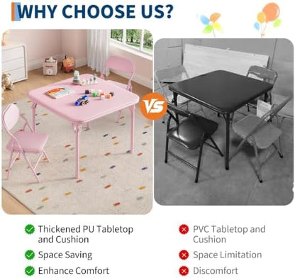 GAOMON 3 Piece Set Folding Table and Chairs Set for Boys and Girls