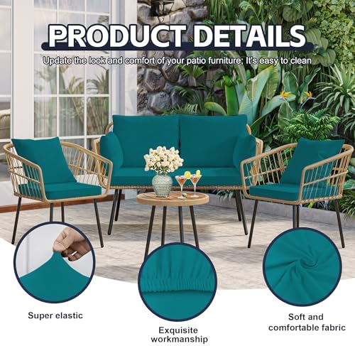 14Pcs Patio Cushion Covers, Outdoor Stretch Cushion Covers, Washable