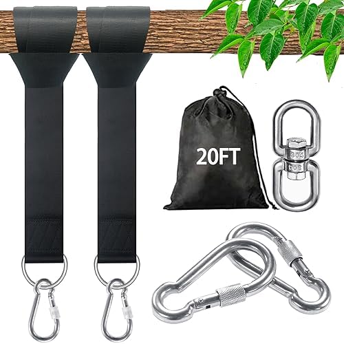 Tree Swing Straps Hanging Kit - 3FT/8FT/15FT/20FT/30FT, Strong & Durable - Holds Up to 5000lbs - Adjustable Tree Swing Straps Fit for All Swings, Hammocks, Safer & Easy Installation (20 FT)
