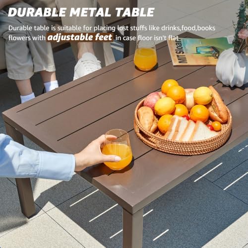 4 Piece Patio Outdoor Furniture Set with 2 Motion Rocking Chairs, Shale