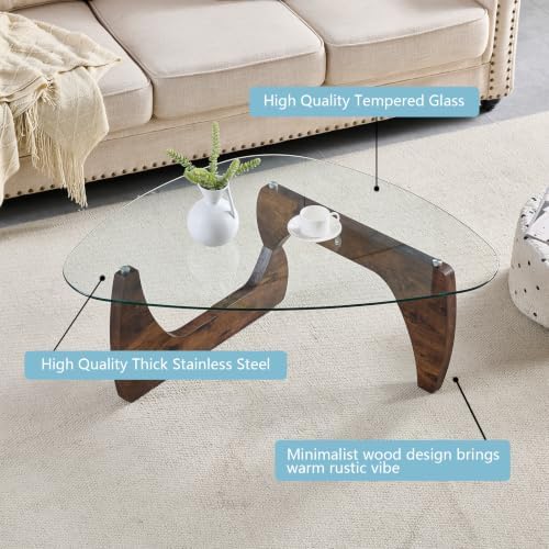 Btrpily Wooden Coffee Table, 42.1 * 28.7 * 15.7inch (Brown, Triangle)