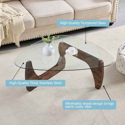 Btrpily Wooden Coffee Table, 42.1 * 28.7 * 15.7inch (Brown, Triangle)