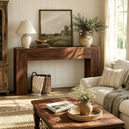 knoworld 70.9-Inch Long Entryway Console Table, Farmhouse Sofa Table for Entrance and Hallway, Wood Narrow Table with Handcrafted Line Detailing for Living Room and Behind Couch