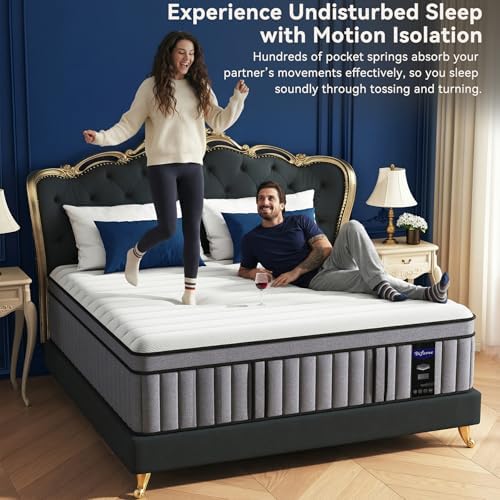 Upgraded Luxury 18 Inch Queen Size Hybrid Mattress in a Box, Firm Feel