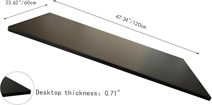 QLLY One-Piece Wood Tabletop, Replacement Board Desktop, Universal Countertop for Table and Workstation (Black, 47.2x23.6 inch)