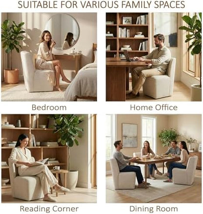 KISLOT Upholstered Dining Chairs Set of 4 with Hidden Casters, Linen