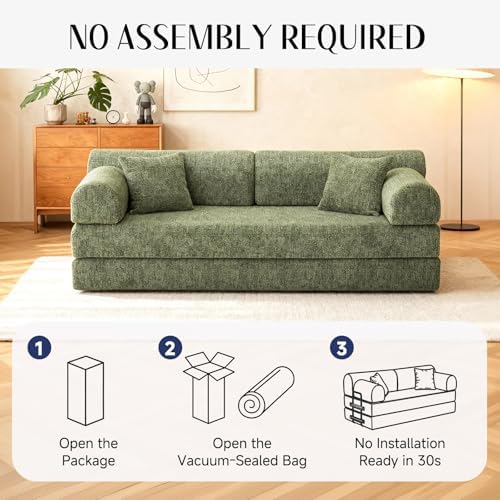 78.8" Convertible Sofa Bed, High Back Boneless Couch for Living Room