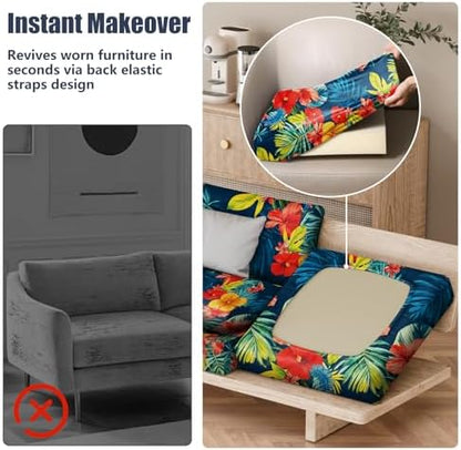 8Pcs Outdoor Cushion Covers, Stretch Patio Furniture Couch Chair Slipcovers
