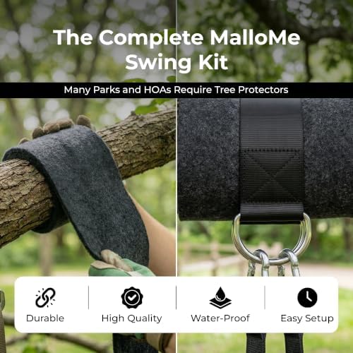MalloMe Tree Swing Straps & Hammock Straps for Trees – Multi-Purpose Hanging Kit, Heavy Duty Adjustable Tree Strap for Hammocks, Swings & Outdoor Use, Safe for Branch or Between 2 Trees