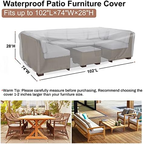 Outdoor Patio Furniture Covers Waterproof 102"Lx74"Wx28"H Black