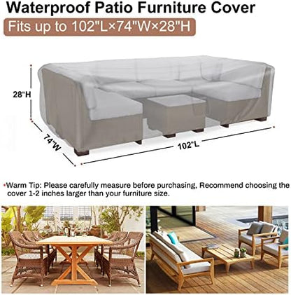 Outdoor Patio Furniture Covers Waterproof 102"Lx74"Wx28"H Black