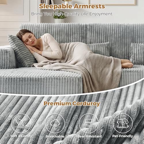 108" Boneless Couch for Living Room, L Shaped Modular Sectional Sofa