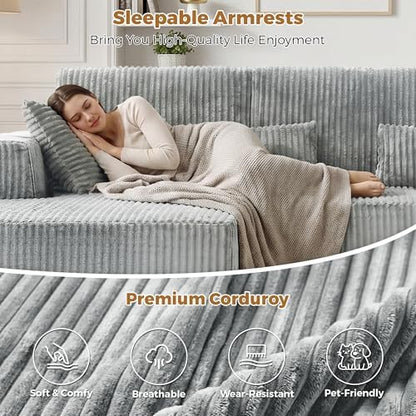 108" Boneless Couch for Living Room, L Shaped Modular Sectional Sofa