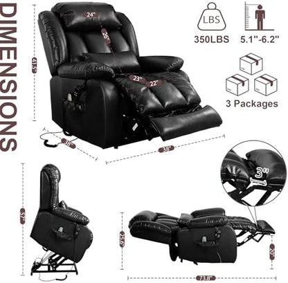 EDILLY Large Leather Power Lift Recliner Chairs for Elderly