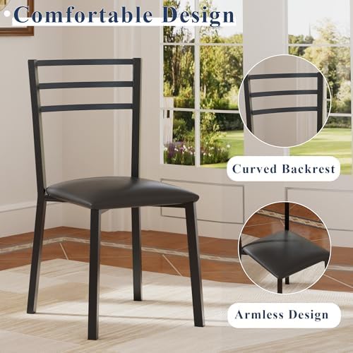 VECELO Small Round Kitchen Table with 2 Upholstered Chairs, 3-Piece Wood Dinette Sets with Steel Frame for Breakfast Nook, Dining Room, and Small Space, Brown