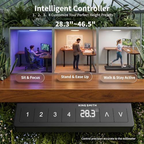 WALKINGDESK 55X45 Inches Reversible L Shaped Standing Desk Height Adjustable with Cup Holder, Electric Corner Computer Desk, Sit Stand up Home Office Desk, Ergonomic Gaming Desk, Black Walnut