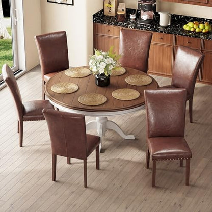 MALOL High Back Dining Chairs Set of 6, Light Brown