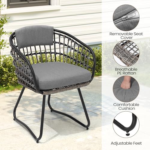 Pellebant 7 Piece Outdoor Dining Set for 6, Aluminum Table & Wicker Chairs