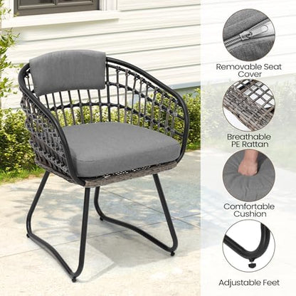 Pellebant 7 Piece Outdoor Dining Set for 6, Aluminum Table & Wicker Chairs