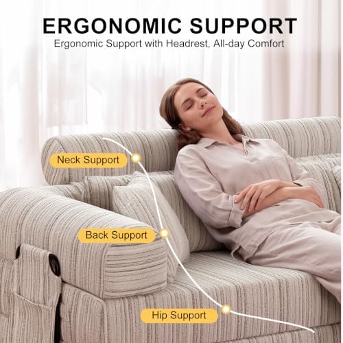 79" Convertible Sofa Bed,High Backrest Boneless Couch for Living Room