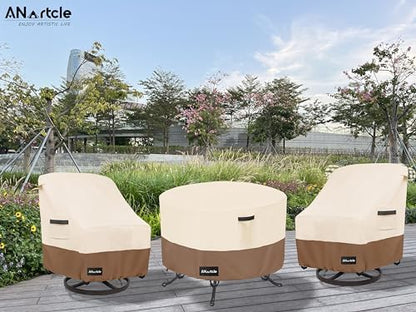 Round Patio Table Covers 36inch,100% Waterproof 600D Heavy Duty PatioTable Cover,Round Patio Table Covers for Outdoor Furniture,36"DIA x 23"H,Beige&brown.
