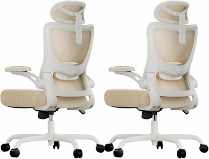 Marsail Ergonomic Office Chair with 3D Armrests, Pack of 2 | Office Desk Chair with High Back Mesh, Adjustable Lumbar Support, Rolling Work Swivel Task Chairs with Wheel, Headrest, home