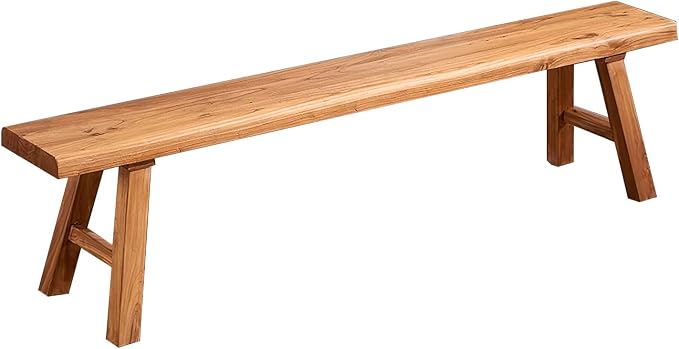 70.8in Wood Bench Indoor – Rustic Farmhouse Entryway Bench, Skinny Bench Design, Made of Extra-Thick Solid Wood, Perfect for Dining Room, Hallway, or End of Bed
