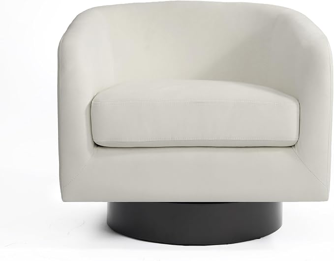 Swivel Barrel Accent Chair, Upholstered Armchair for Living Room, Ivory