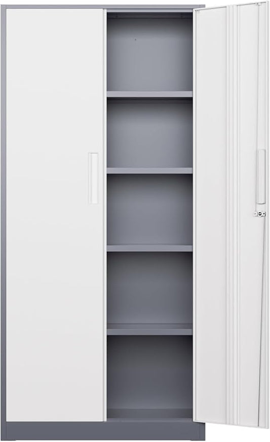 Bonusall 72" Metal Garage Storage Cabinet, 2 Locking Doors & 4 Adjustable Shelves Tall Storage, Heavy Duty Steel Tool Cabinet for Home, Office