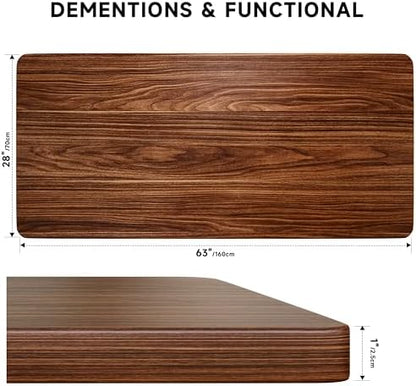 BIZUM Whole-Piece Particle Board Table Top Wood Countertop for Standing Desk DIY, 63x28x1 Inch Walnut Desk Top